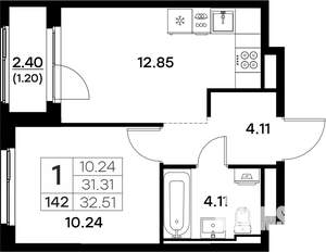 1-к квартира, вторичка, 33м2, 13/17 этаж