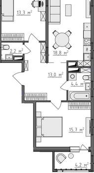 2-к квартира, вторичка, 69м2, 9/9 этаж
