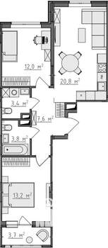 2-к квартира, вторичка, 63м2, 8/9 этаж