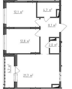 2-к квартира, вторичка, 64м2, 9/9 этаж