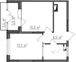 1-к квартира, вторичка, 41м2, 2/9 этаж