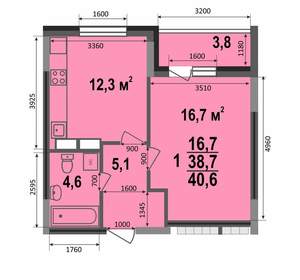 1-к квартира, строящийся дом, 41м2, 4/17 этаж