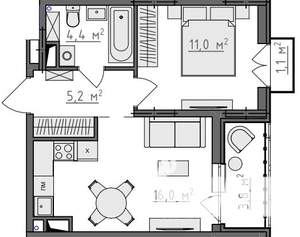 1-к квартира, вторичка, 39м2, 7/9 этаж