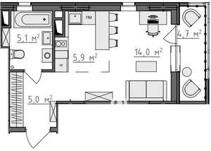 Студия квартира, вторичка, 32м2, 7/9 этаж