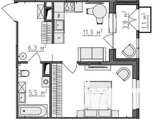 1-к квартира, вторичка, 40м2, 4/9 этаж