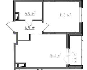 1-к квартира, вторичка, 39м2, 8/9 этаж