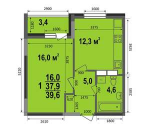 1-к квартира, вторичка, 40м2, 15/17 этаж