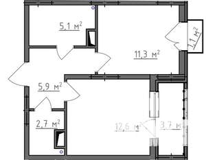 1-к квартира, вторичка, 40м2, 4/9 этаж