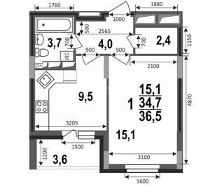 1-к квартира, вторичка, 37м2, 11/17 этаж