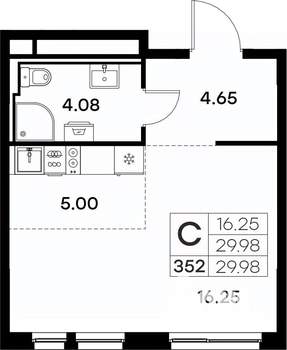 Студия квартира, вторичка, 30м2, 3/17 этаж