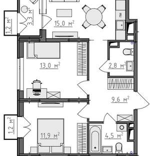 2-к квартира, вторичка, 59м2, 5/9 этаж