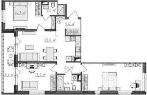 3-к квартира, вторичка, 92м2, 7/9 этаж