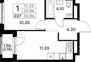 1-к квартира, вторичка, 31м2, 4/17 этаж