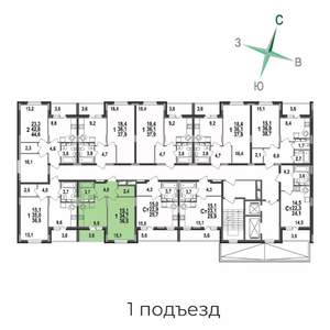 1-к квартира, строящийся дом, 37м2, 17/17 этаж