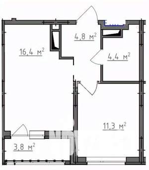 1-к квартира, вторичка, 39м2, 9/9 этаж