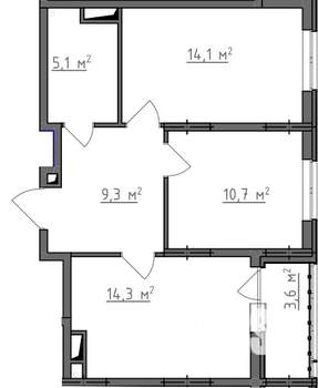 2-к квартира, вторичка, 55м2, 9/9 этаж