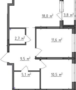 2-к квартира, вторичка, 59м2, 1/9 этаж