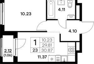 1-к квартира, вторичка, 31м2, 3/17 этаж