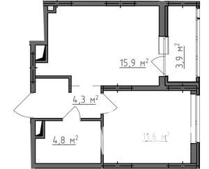 1-к квартира, вторичка, 39м2, 8/9 этаж