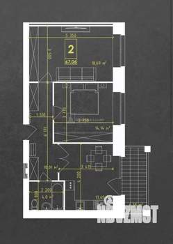 2-к квартира, вторичка, 67м2, 3/7 этаж