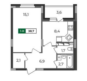 1-к квартира, вторичка, 39м2, 14/17 этаж