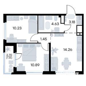 2-к квартира, вторичка, 46м2, 16/17 этаж