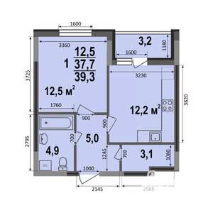 1-к квартира, строящийся дом, 39м2, 1/17 этаж