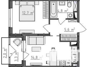 1-к квартира, вторичка, 40м2, 4/9 этаж