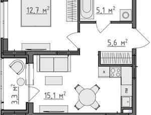1-к квартира, вторичка, 40м2, 1/9 этаж