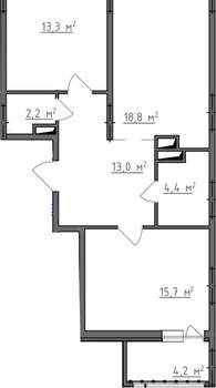 2-к квартира, вторичка, 69м2, 9/9 этаж