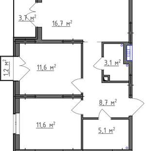 2-к квартира, вторичка, 59м2, 1/9 этаж