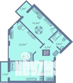 3-к квартира, строящийся дом, 81м2, 1/7 этаж