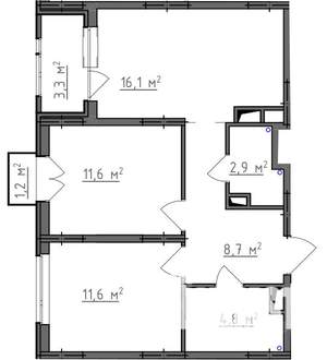 2-к квартира, вторичка, 58м2, 3/9 этаж