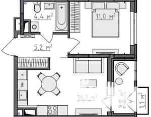 1-к квартира, вторичка, 39м2, 8/9 этаж