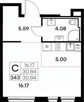 Студия квартира, вторичка, 31м2, 2/17 этаж