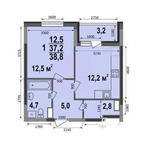 1-к квартира, строящийся дом, 39м2, 11/17 этаж