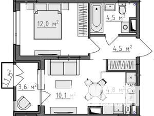 1-к квартира, вторичка, 38м2, 3/9 этаж