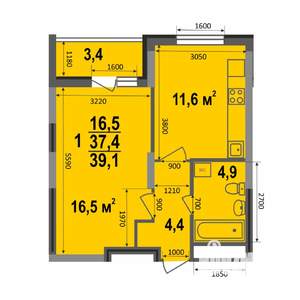 1-к квартира, строящийся дом, 39м2, 1/17 этаж