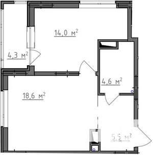 1-к квартира, вторичка, 45м2, 9/9 этаж