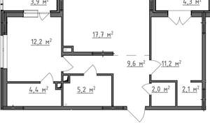 2-к квартира, вторичка, 68м2, 1/9 этаж
