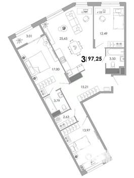 3-к квартира, вторичка, 97м2, 5/17 этаж