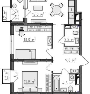 2-к квартира, вторичка, 59м2, 5/9 этаж