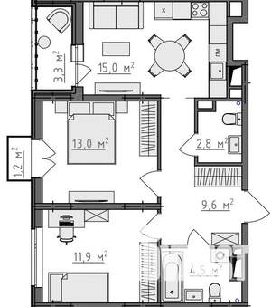 2-к квартира, вторичка, 59м2, 6/9 этаж