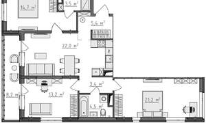 3-к квартира, вторичка, 92м2, 9/9 этаж