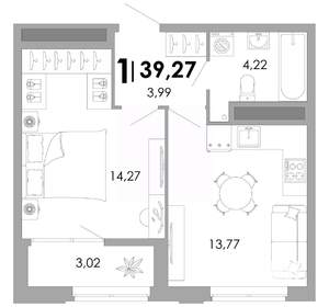 1-к квартира, вторичка, 39м2, 5/17 этаж