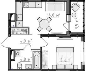 1-к квартира, вторичка, 37м2, 9/9 этаж