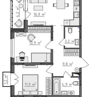 2-к квартира, вторичка, 62м2, 2/9 этаж
