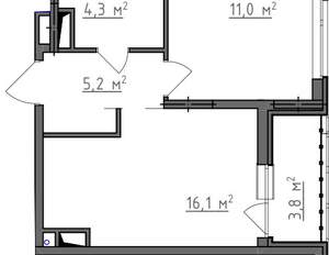 1-к квартира, вторичка, 39м2, 9/9 этаж