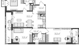 3-к квартира, вторичка, 89м2, 7/9 этаж