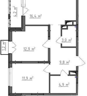 2-к квартира, вторичка, 61м2, 7/9 этаж